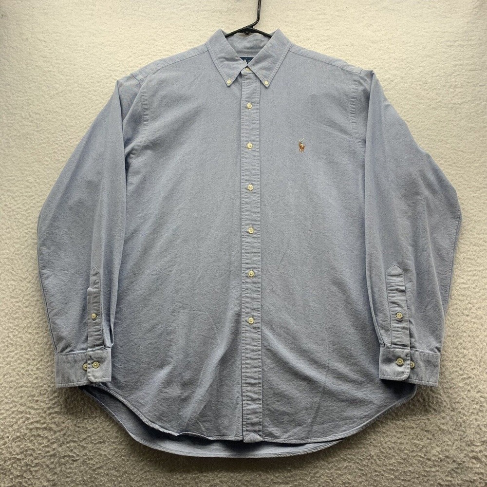 VTG Ralph Lauren Classic Fit Shirt Mens Large 16.5 34/35 Blue Preppy Executive